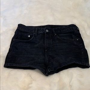 H&M Black Denim Shorts 10 Cute Rolled Hem EUC